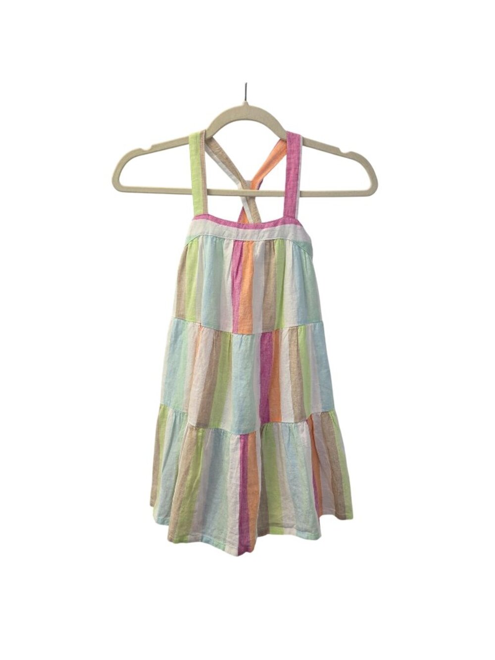 NWT Gap Kids Linen Blend Striped Babydoll Dress Size Small